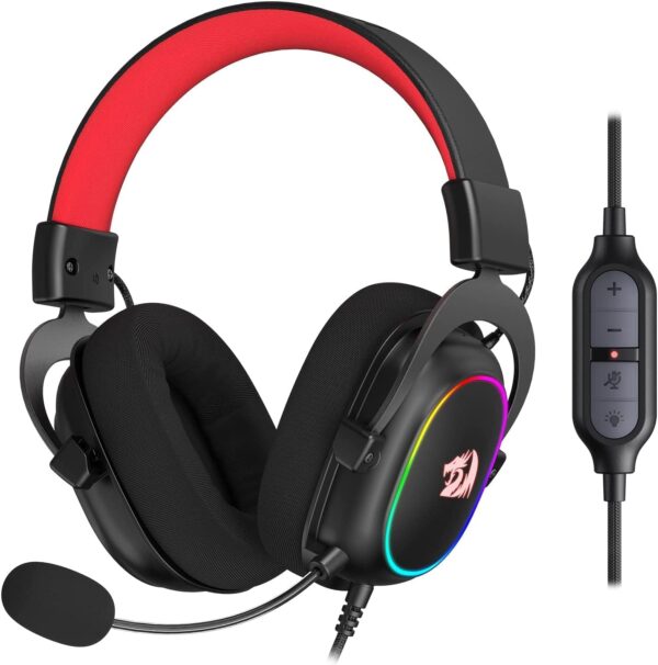 Redragon H510 Zeus-X RGB Fone de ouvido para jogos com fio – Som surround 7.1 – Drivers de áudio de 53 mm em almofadas de espuma de memória com capa de tecido durável – Fone de ouvido